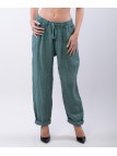 Pantaloni Dritti Lino con Elastico Plus