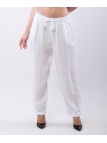 Pantaloni Dritti Lino con Elastico Plus