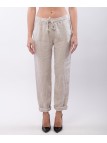 Pantaloni Dritti Lino con Elastico