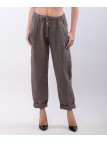 Pantaloni Dritti Lino con Elastico