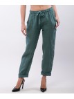 Pantaloni Dritti Lino con Elastico