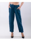 Pantaloni Dritti Lino con Elastico