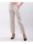 Pantaloni Dritti Lino con Elastico