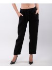 Pantaloni Dritti Lino con Elastico