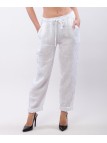 Pantaloni Dritti Lino con Elastico