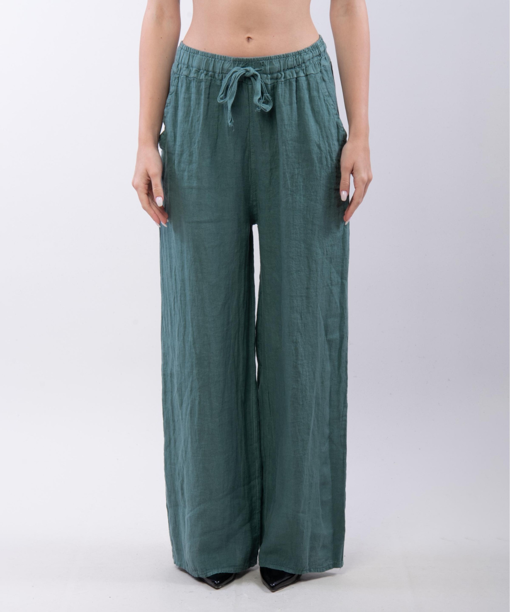 Pantalone Lino a Palazzo con Nastro