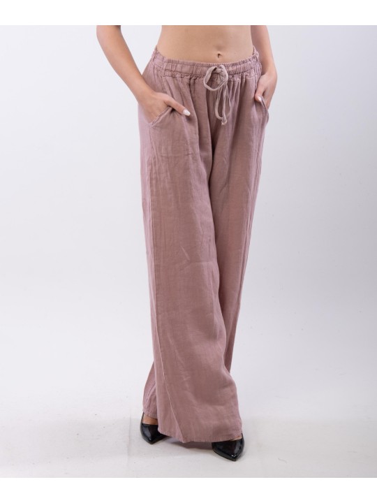 Pantalone Lino a Palazzo con Nastro