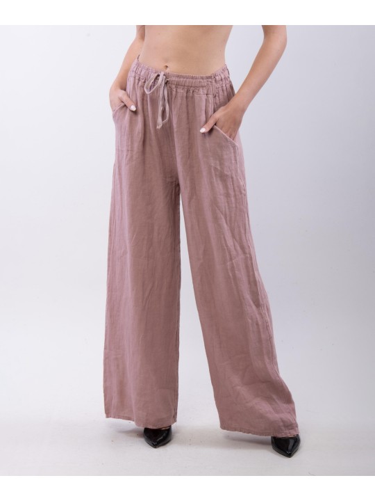 Pantalone Lino a Palazzo con Nastro