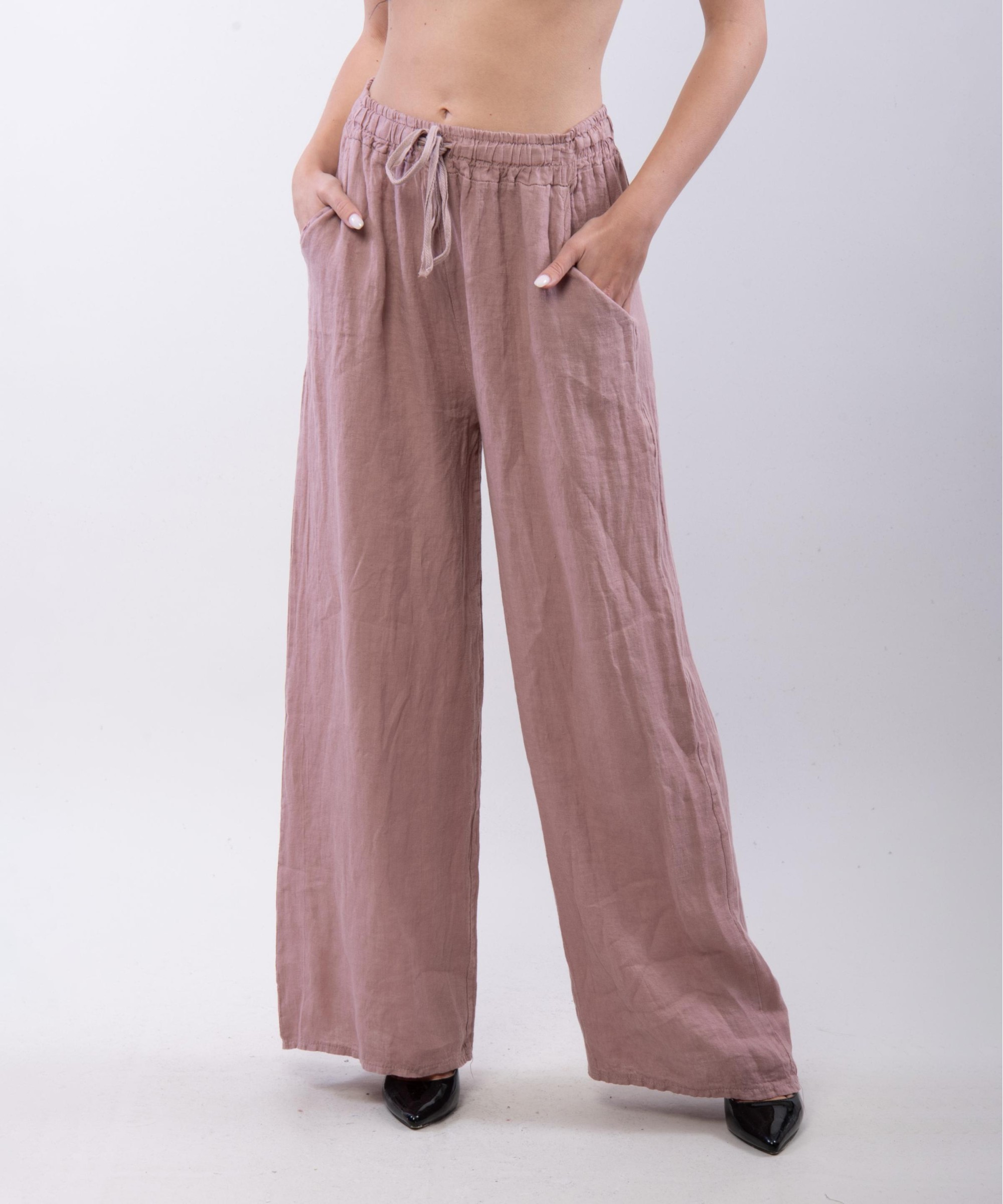 Pantalone Lino a Palazzo con Nastro