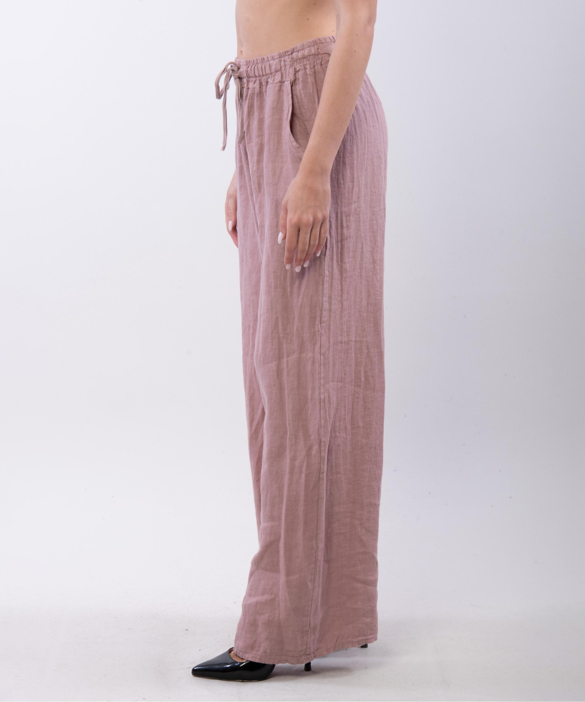 Pantalone Lino a Palazzo con Nastro