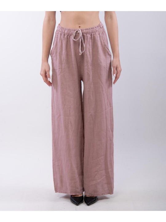 Pantalone Lino a Palazzo con Nastro