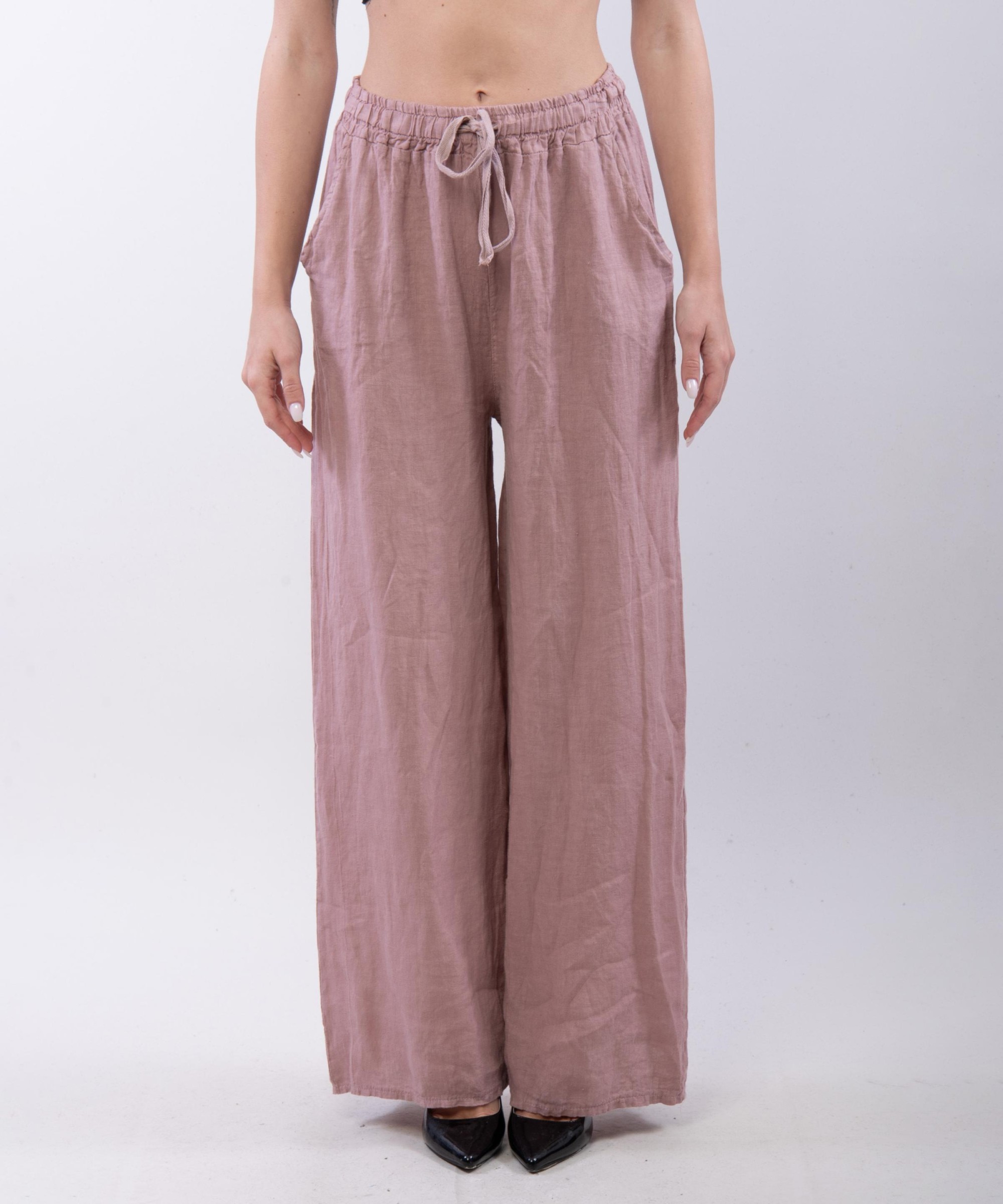 Pantalone Lino a Palazzo con Nastro