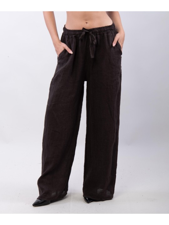 Pantalone Lino a Palazzo con Nastro