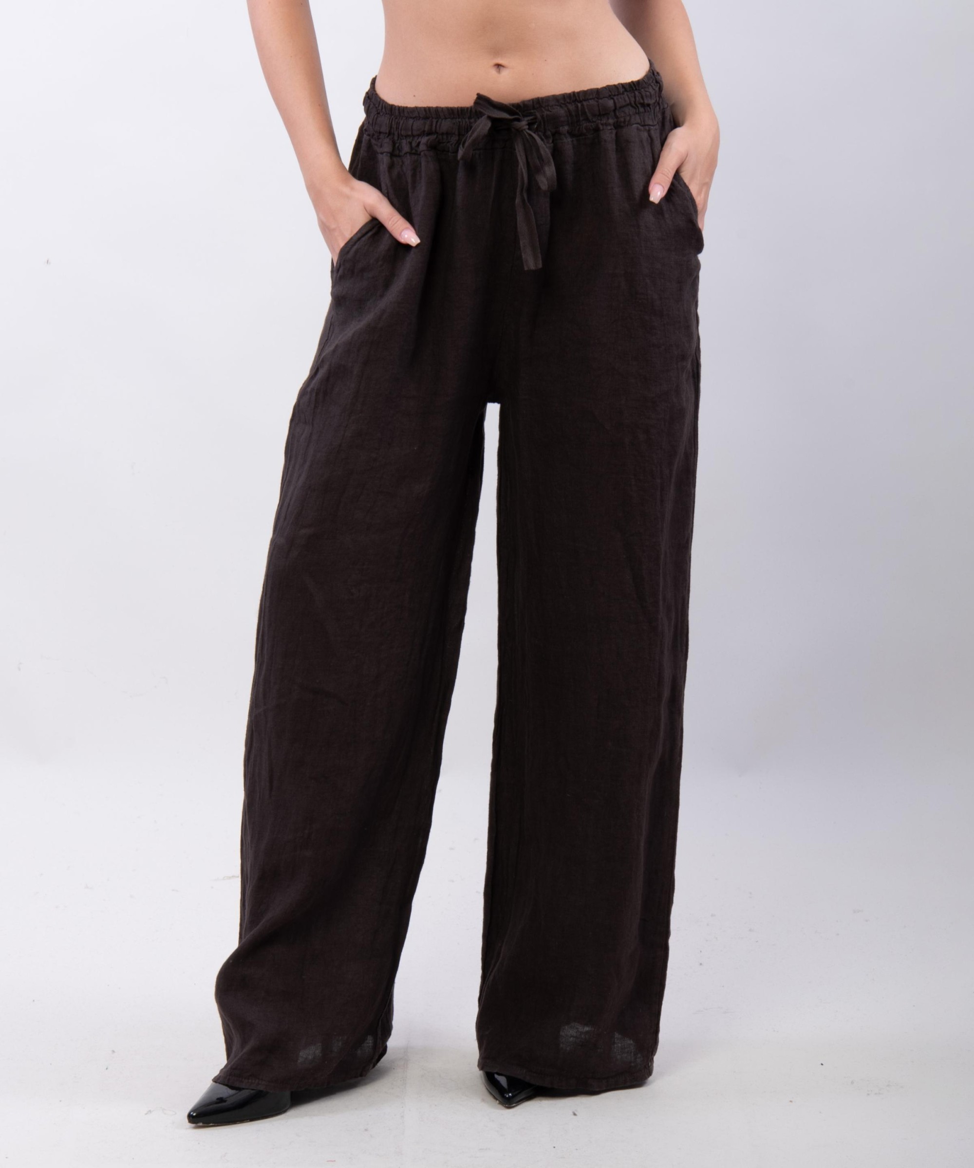 Pantalone Lino a Palazzo con Nastro