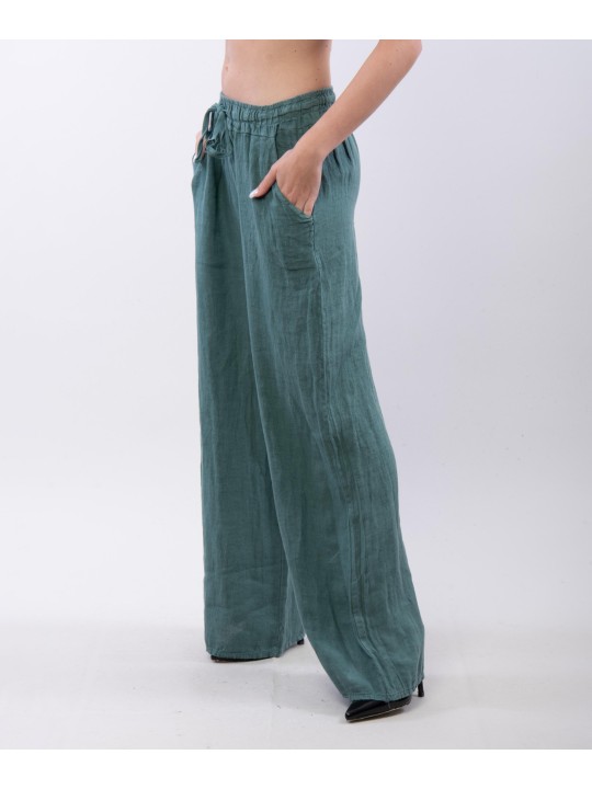 Pantalone Lino a Palazzo con Nastro
