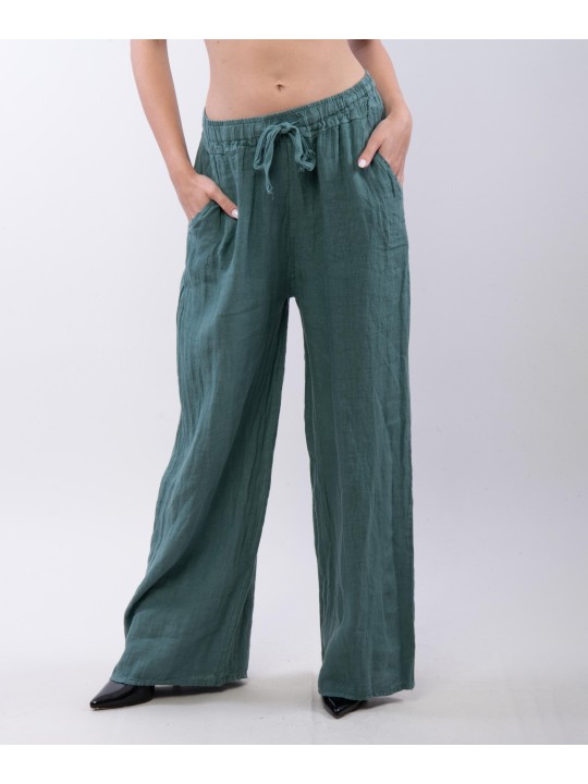 Pantalone Lino a Palazzo con Nastro