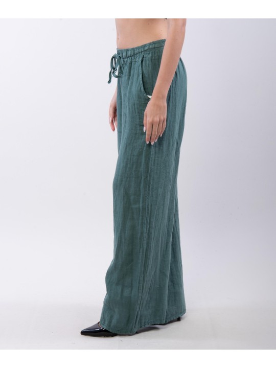 Pantalone Lino a Palazzo con Nastro