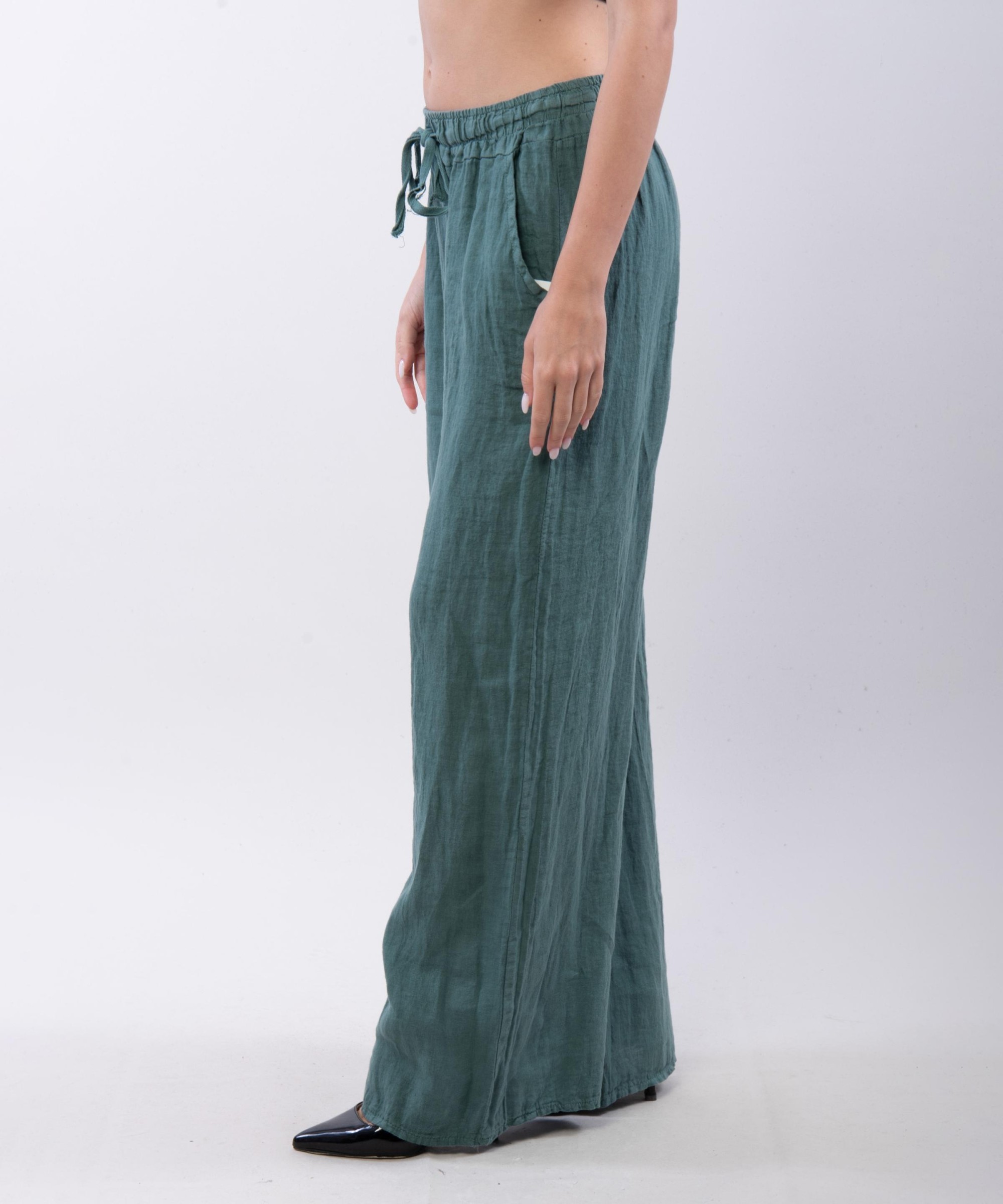 Pantalone Lino a Palazzo con Nastro
