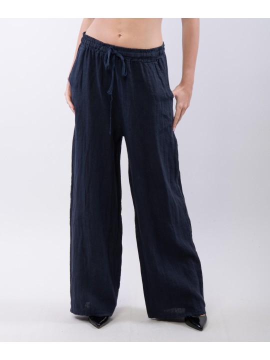 Pantalone Lino a Palazzo con Nastro