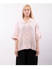 Camicia Lino Mezza Manica con Colletto orlo ricamato