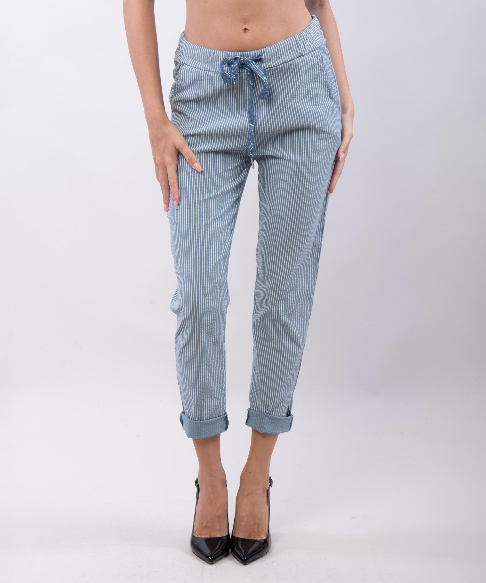 Pantaloni elasticizzati a righe