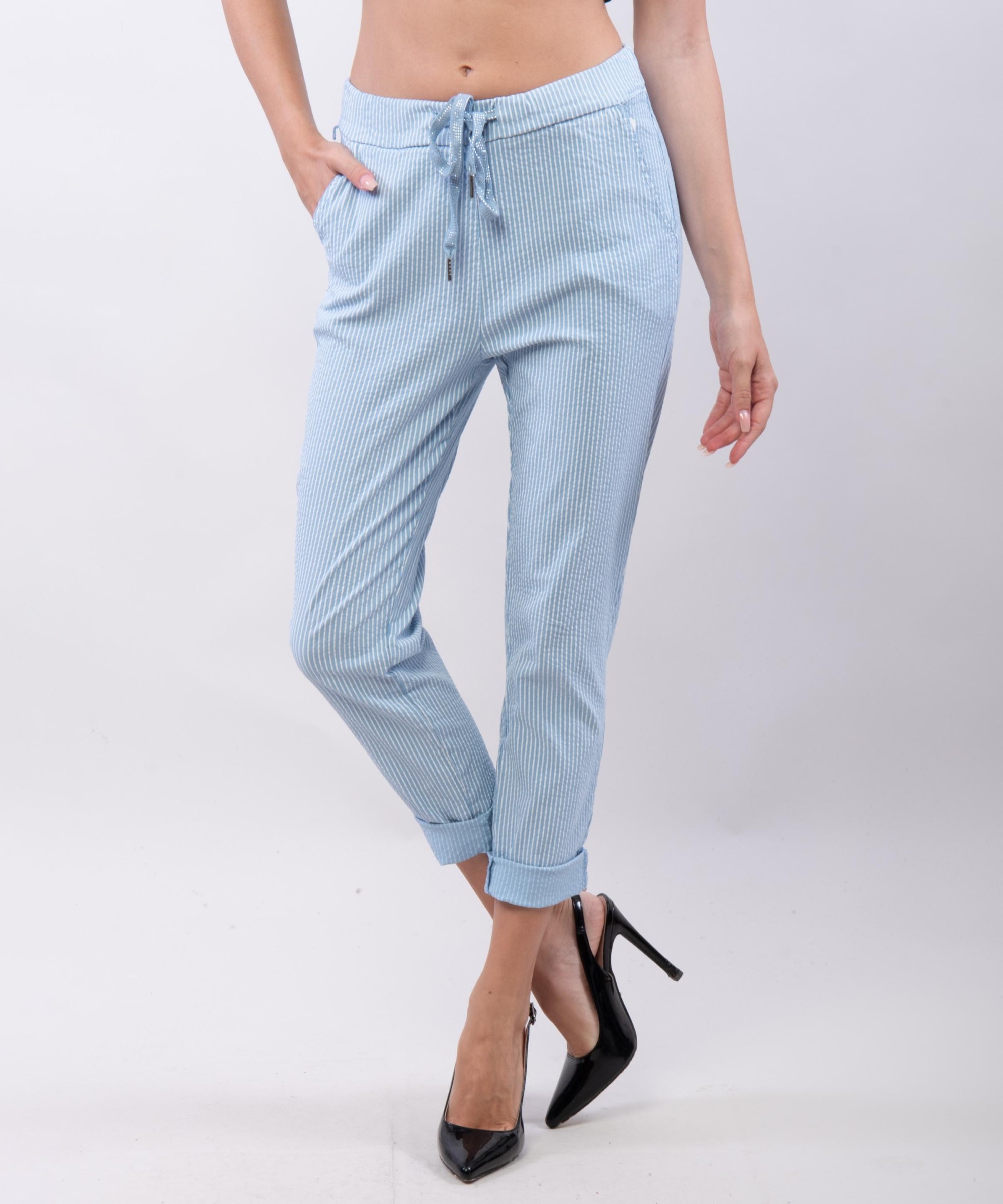 Pantaloni elasticizzati a righe