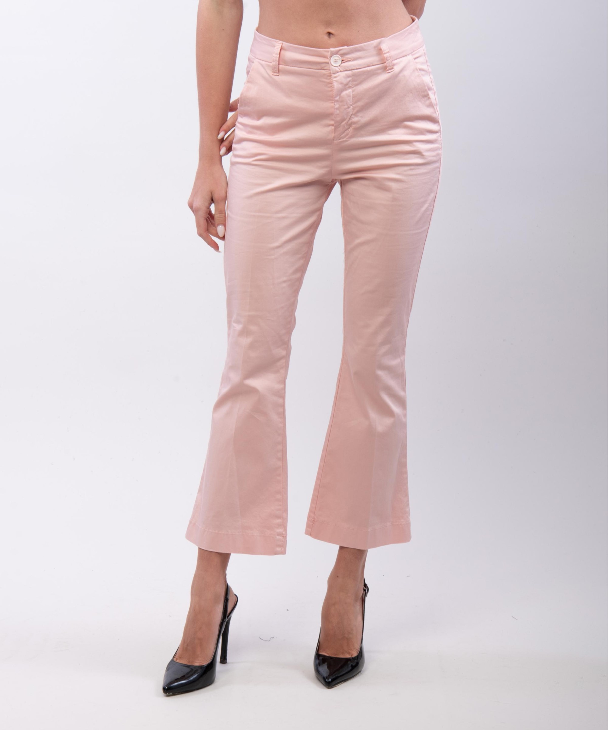 pantaloni zampa in cotone