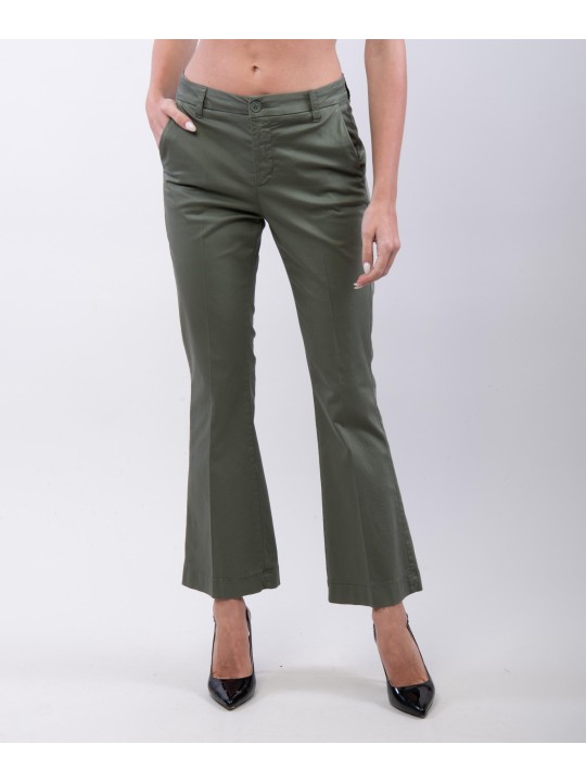 pantaloni zampa in cotone