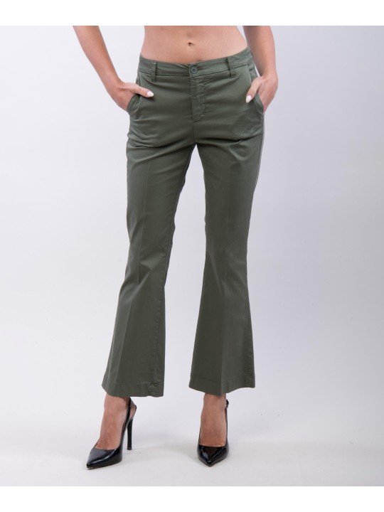 pantaloni zampa in cotone