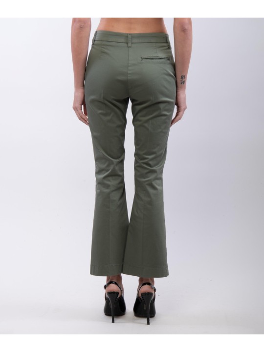pantaloni zampa in cotone