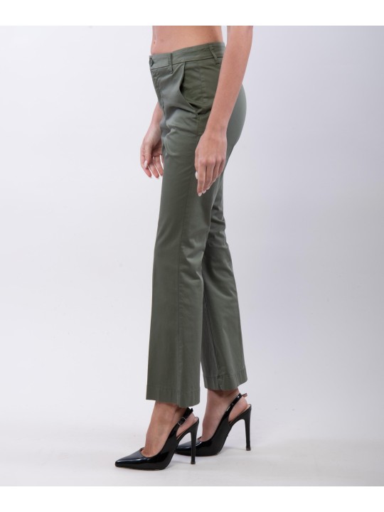 pantaloni zampa in cotone