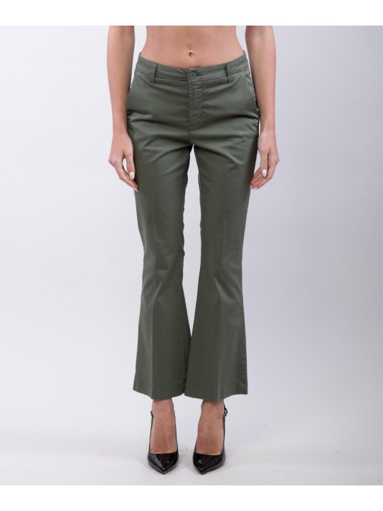 pantaloni zampa in cotone