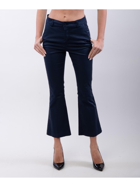 pantaloni zampa in cotone
