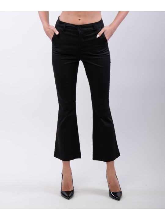 pantaloni zampa in cotone