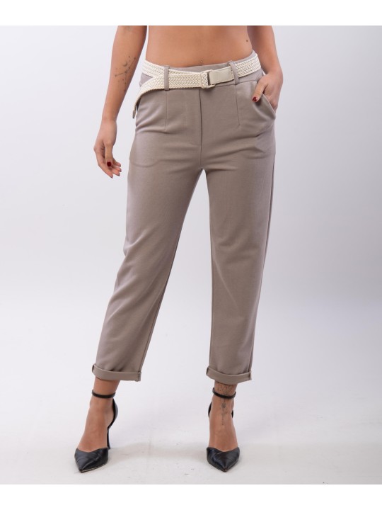 Pantaloni Diritti a costine con cintura