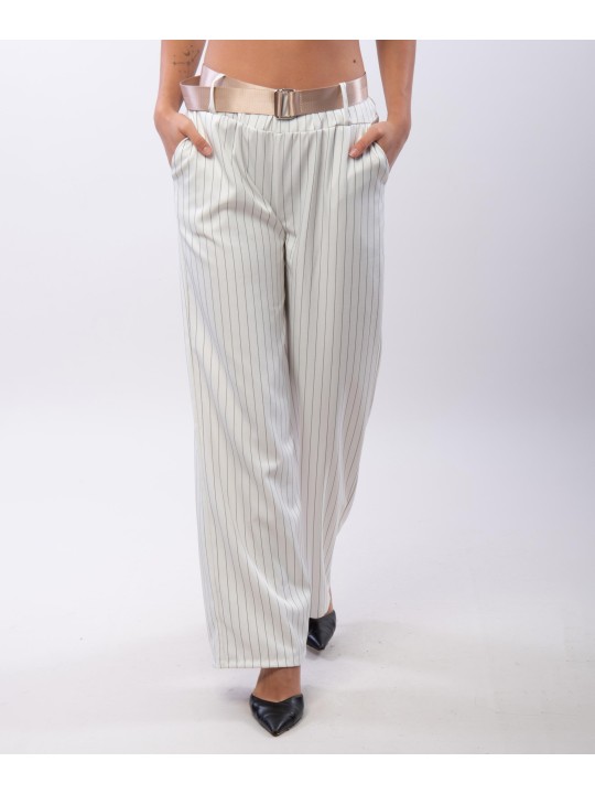 Pantaloni Palazzo a Righe con Cintura
