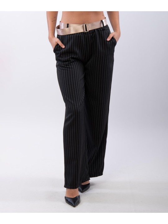 Pantaloni Palazzo a Righe con Cintura