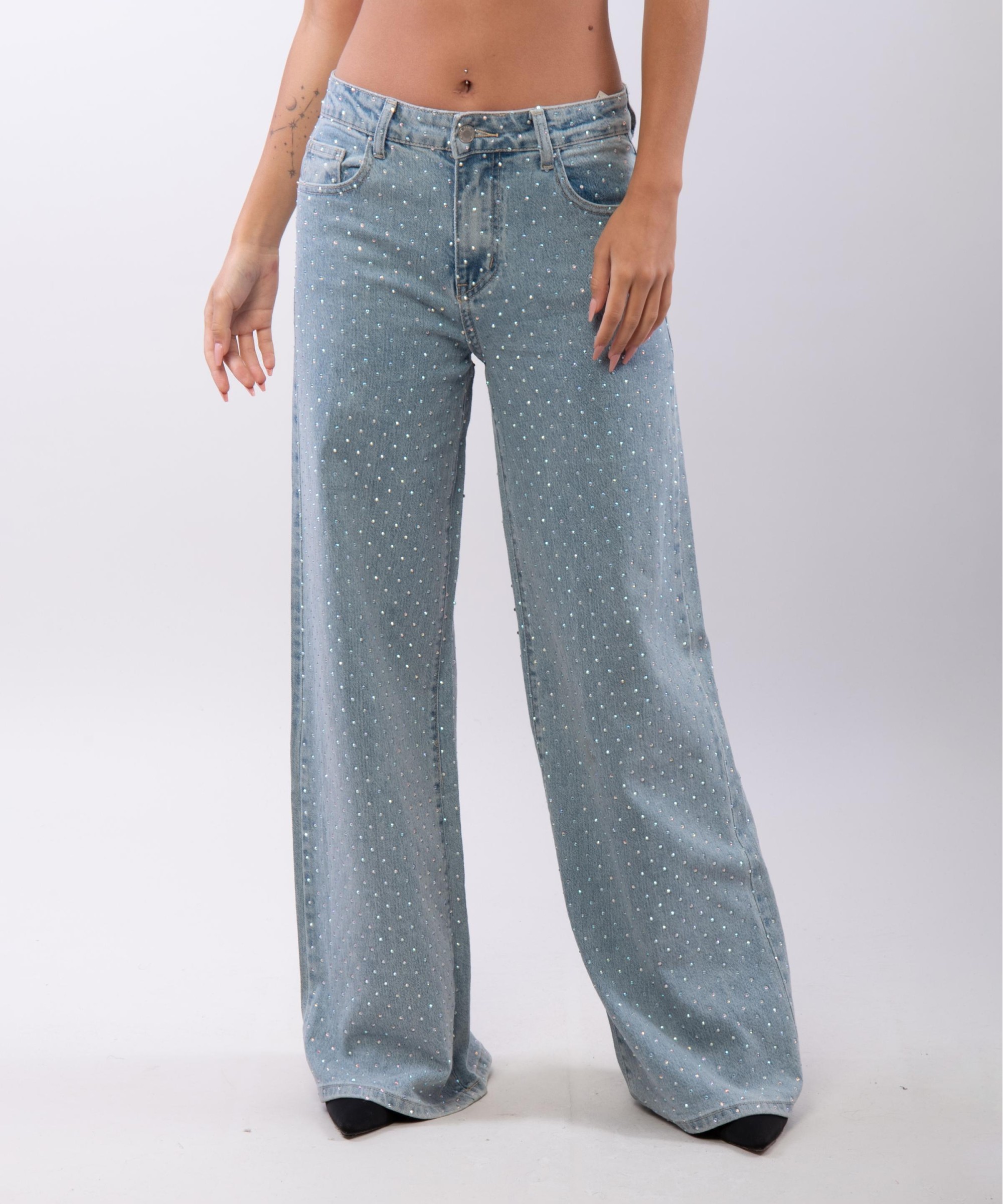Jeans Diritti con Strass