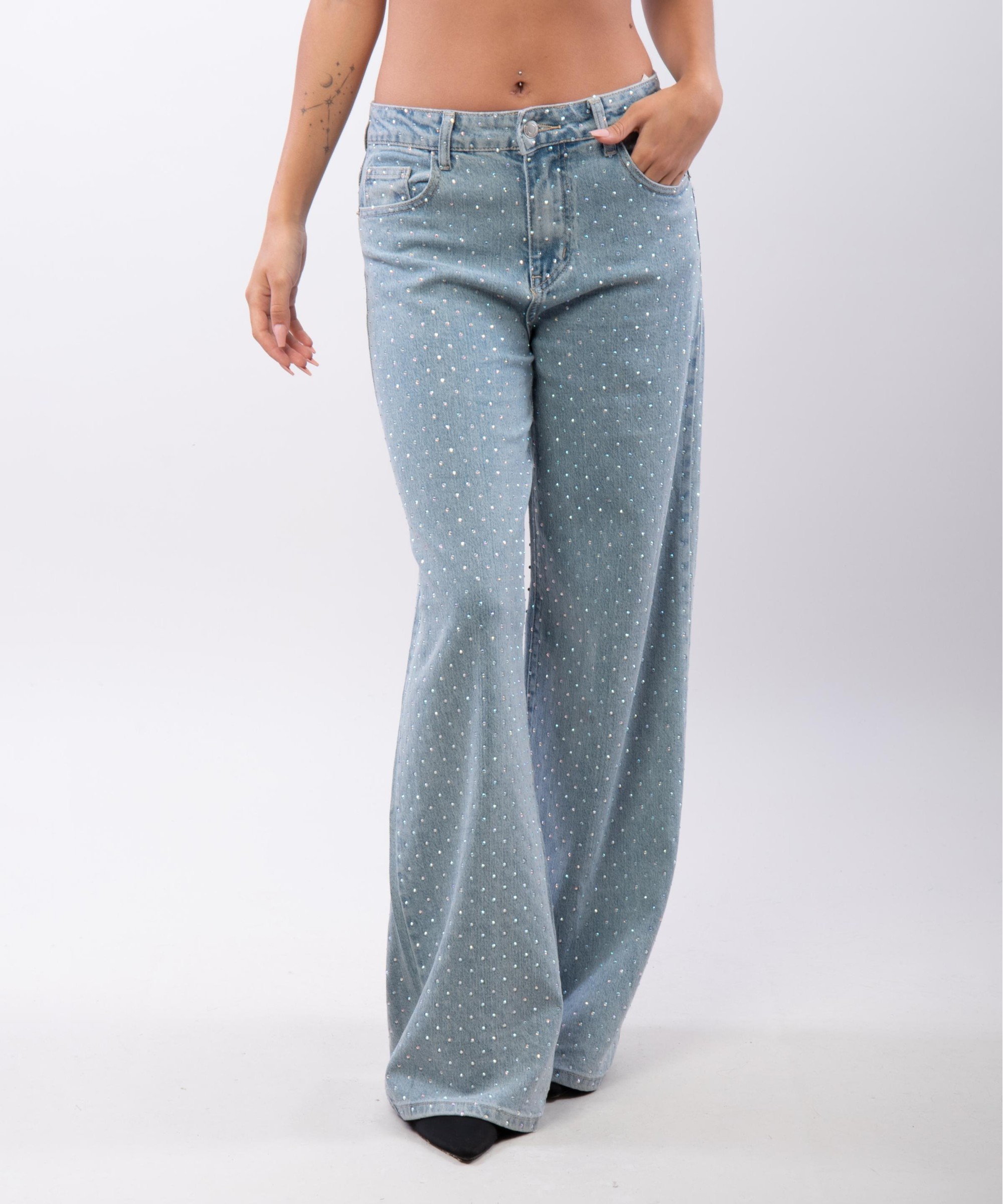 Jeans Diritti con Strass