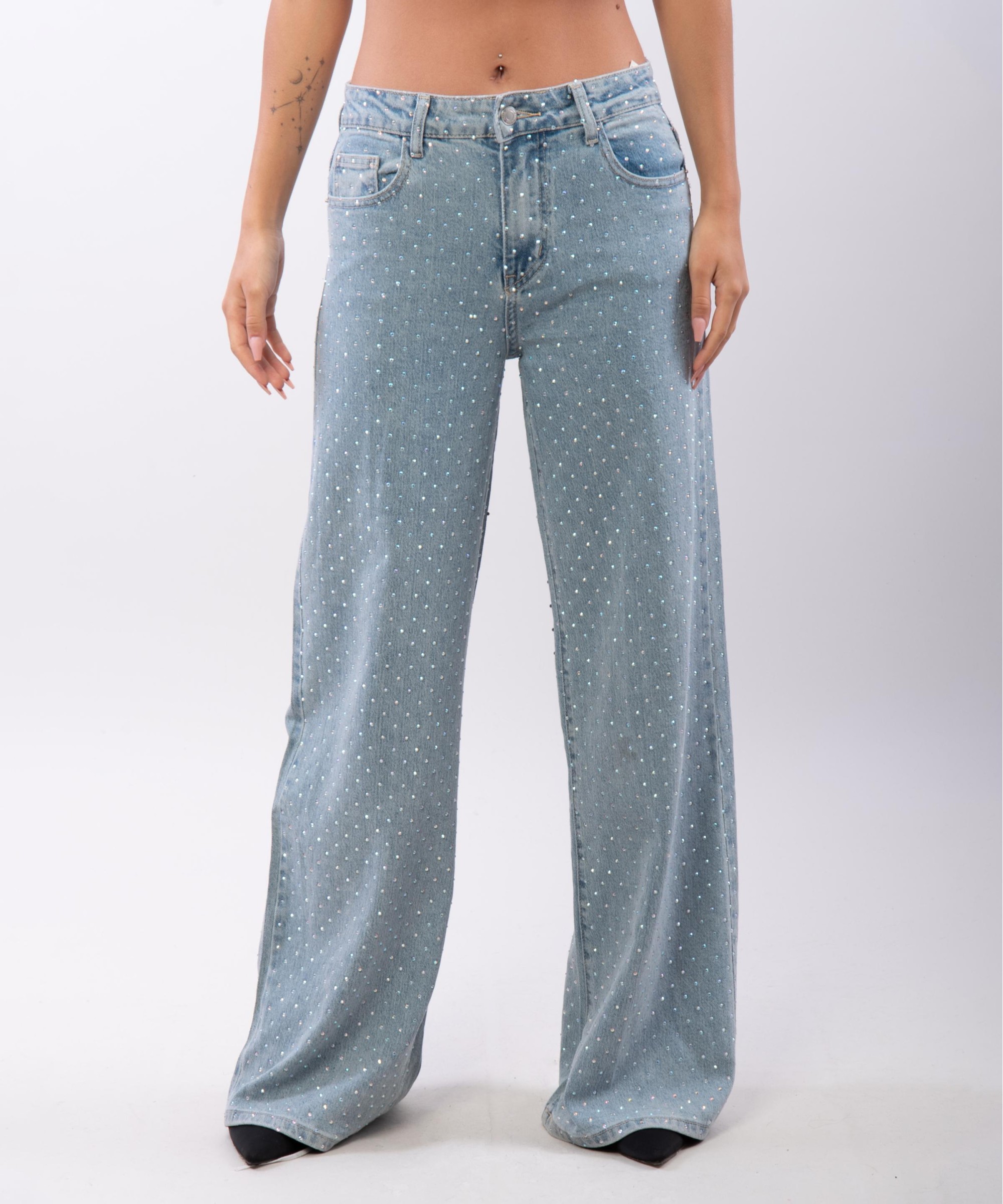 Jeans Diritti con Strass