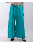 pantalone a palazzo in lino con cintura