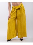 pantalone a palazzo in lino con cintura