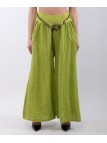 pantalone a palazzo in lino con cintura