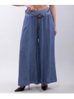 pantalone a palazzo in lino con cintura