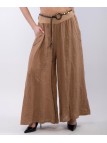 pantalone a palazzo in lino con cintura