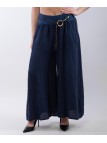 pantalone a palazzo in lino con cintura