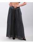 pantalone a palazzo in lino con cintura