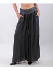 pantalone a palazzo in lino con cintura