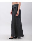 pantalone a palazzo in lino con cintura