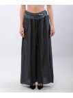 pantalone a palazzo in lino con cintura